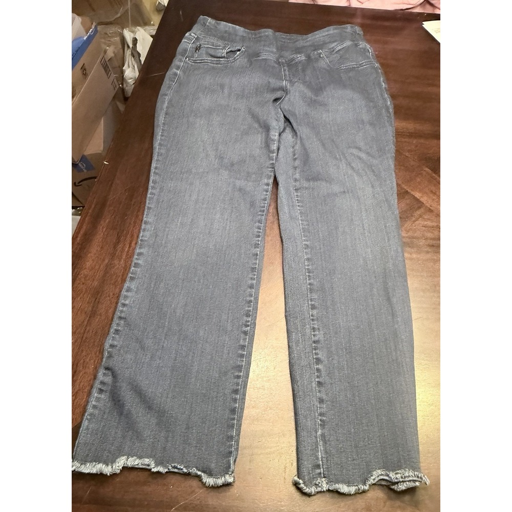 Belle by Kim Gravel Denim Jeans pull On 14 Petite raw edge
